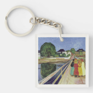 Edvard Munch Schilderen Meisjes op de Brug (c 1902 Sleutelhanger