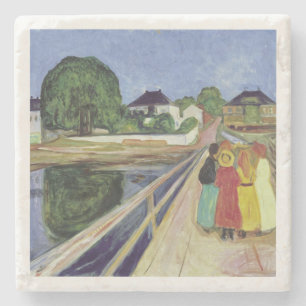 Edvard Munch Schilderen Meisjes op de Brug (c 1902 Stenen Onderzetter