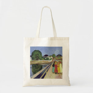 Edvard Munch Schilderen Meisjes op de Brug (c 1902 Tote Bag