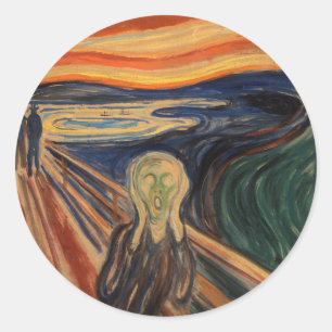 Edvard Munch schilderij De Schreeuw (Skrik) 1910 Ronde Sticker