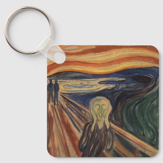 Edvard Munch schilderij De Schreeuw (Skrik) 1910 Sleutelhanger (Voorkant)