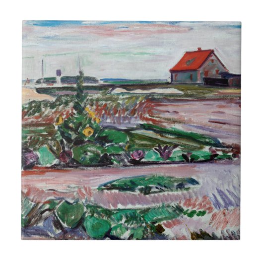 Edvard Munch - Seashore. Landschap bij Lubeck Tegeltje (Voorkant)