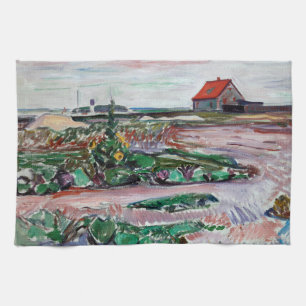 Edvard Munch - Seashore. Landschap bij Lubeck Theedoek