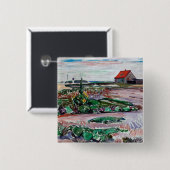 Edvard Munch - Seashore. Landschap bij Lubeck Vierkante Button 5,1 Cm (Voorkant /achterkant)