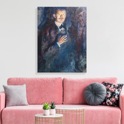 Edvard Munch - Self-Portret met Sigarette Canvas Afdruk (Insitu (Woonkamer))