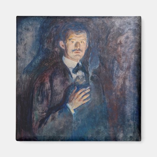 Edvard Munch - Self-Portret met Sigarette Magneet (Voorkant)