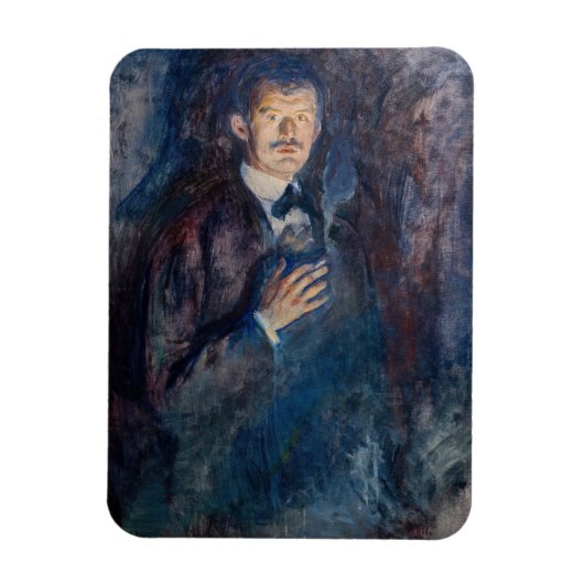 Edvard Munch - Self-Portret met Sigarette Magneet (Verticaal)