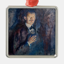 Edvard Munch - Self-Portret met Sigarette Metalen Ornament