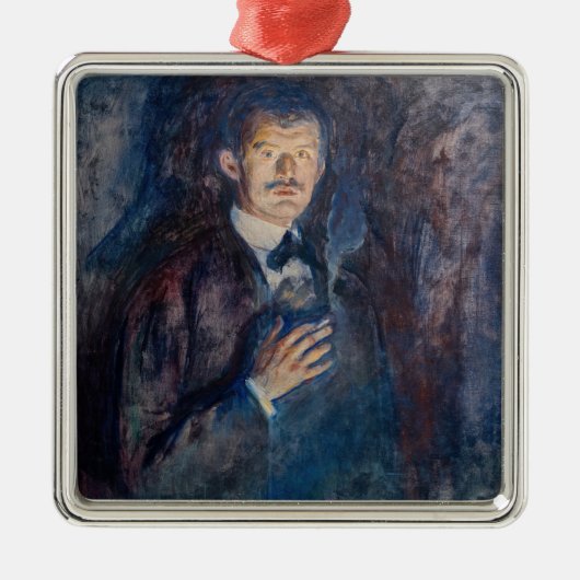 Edvard Munch - Self-Portret met Sigarette Metalen Ornament (Voorkant)