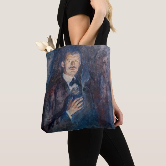 Edvard Munch - Self-Portret met Sigarette Tote Bag (Dichtbij)