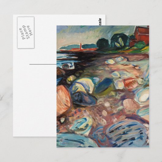 Edvard Munch - Shore met Red House Briefkaart (Voorkant / Achterkant)