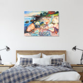 Edvard Munch - Shore met Red House Canvas Afdruk (Insitu (Slaapkamer))