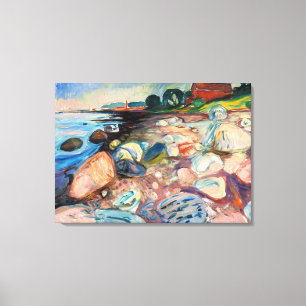 Edvard Munch - Shore met Red House Canvas Afdruk