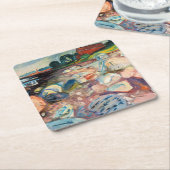 Edvard Munch - Shore met Red House Kartonnen Onderzetters (Schuin)