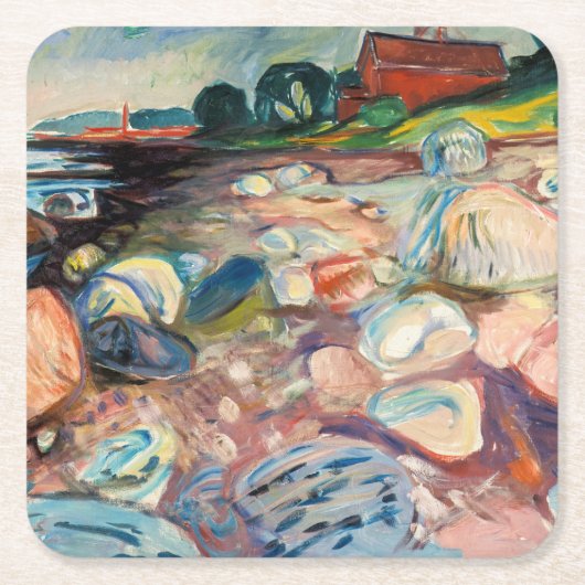 Edvard Munch - Shore met Red House Kartonnen Onderzetters (Voorkant)