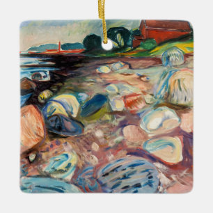 Edvard Munch - Shore met Red House Keramisch Ornament