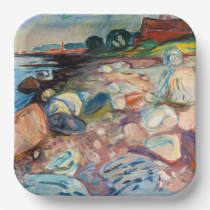 Edvard Munch - Shore met Red House Papieren Bordje