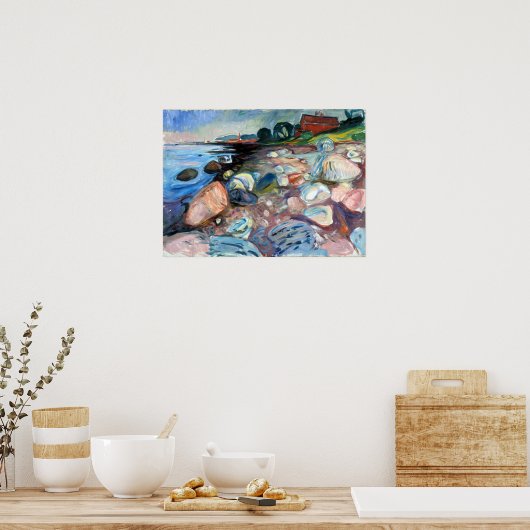 Edvard Munch Shore met Red House Poster (Keuken)