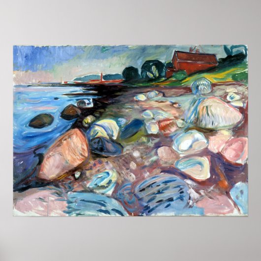Edvard Munch Shore met Red House Poster (Voorkant)