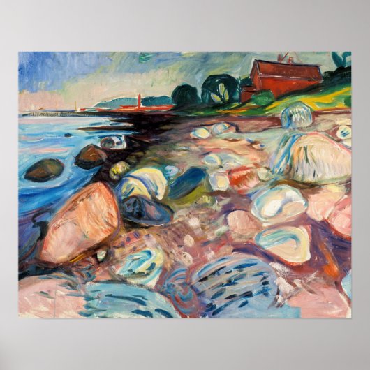 Edvard Munch - Shore met Red House Poster (Voorkant)