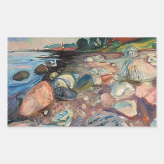 Edvard Munch - Shore met Red House Rechthoekige Sticker (Voorkant)