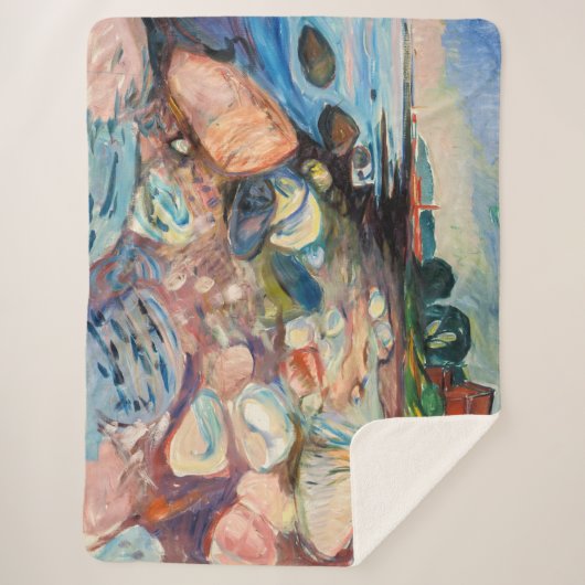 Edvard Munch - Shore met Red House Sherpa Deken (Voorkant)
