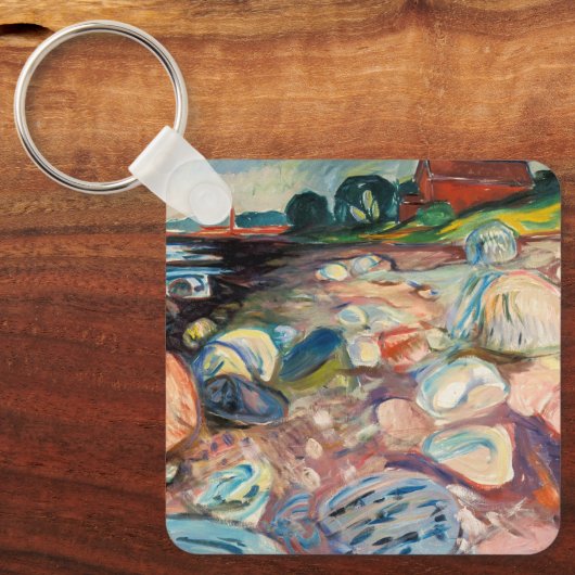 Edvard Munch - Shore met Red House Sleutelhanger (Voorkant)