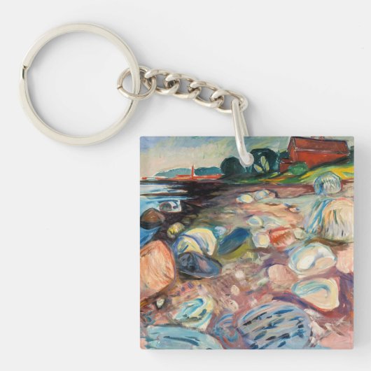 Edvard Munch - Shore met Red House Sleutelhanger (Voorkant)