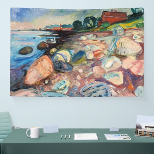 Edvard Munch - Shore met Red House Spandoek (Beurs)