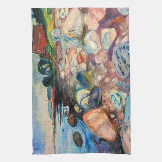 Edvard Munch - Shore met Red House Theedoek (Verticaal)