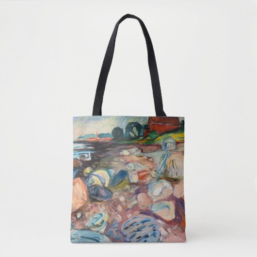 Edvard Munch - Shore met Red House Tote Bag (Voorkant)