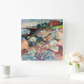 Edvard Munch - Shore met Red House Vierkante Klok (Huis)