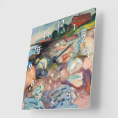 Edvard Munch - Shore met Red House Vierkante Klok (Hoek)