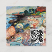 Edvard Munch - Shore with Red House - QR-code Vierkante Visitekaartje (Voorkant)