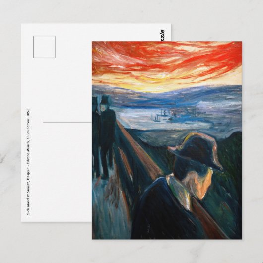 Edvard Munch - Sick Mood op zonsondergang, wanhoop Briefkaart (Voorkant / Achterkant)