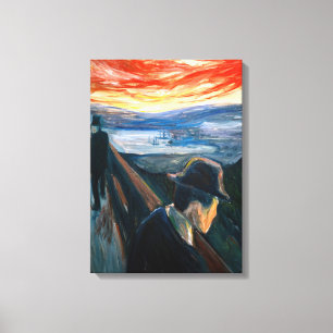 Edvard Munch - Sick Mood op zonsondergang, wanhoop Canvas Afdruk