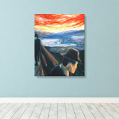 Edvard Munch - Sick Mood op zonsondergang, wanhoop Canvas Afdruk (Insitu (Houten vloer))