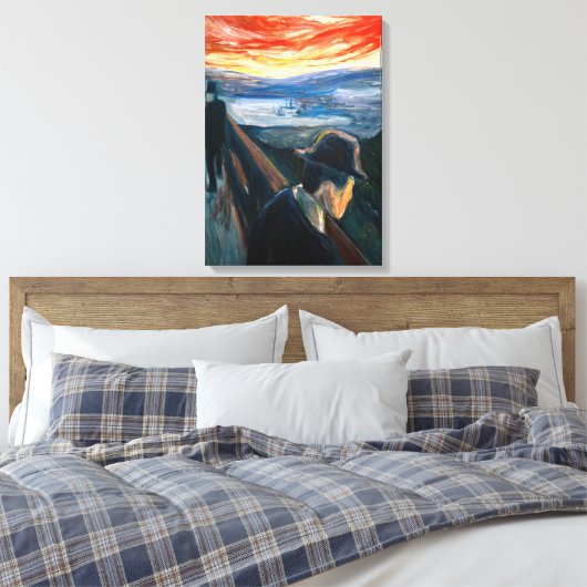 Edvard Munch - Sick Mood op zonsondergang, wanhoop Canvas Afdruk (Insitu (Slaapkamer))