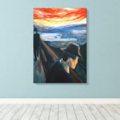 Edvard Munch - Sick Mood op zonsondergang, wanhoop Canvas Afdruk (Insitu (Houten vloer))