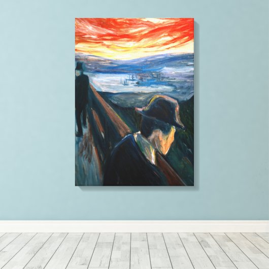 Edvard Munch - Sick Mood op zonsondergang, wanhoop Canvas Afdruk (Insitu (Houten vloer))