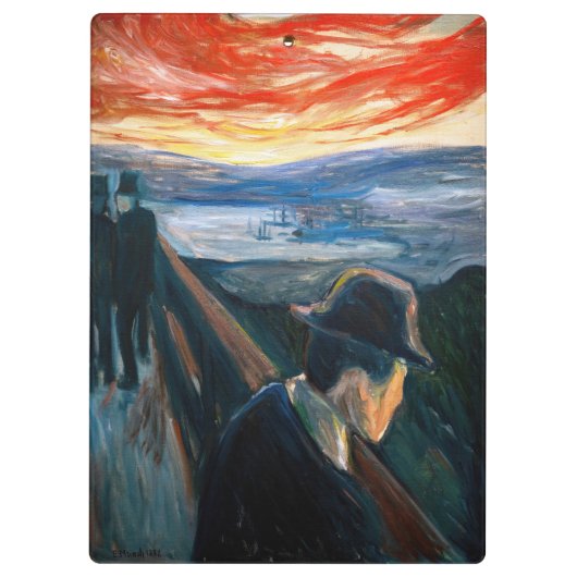 Edvard Munch - Sick Mood op zonsondergang, wanhoop Klembord (Achterkant)