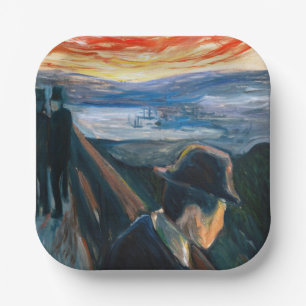 Edvard Munch - Sick Mood op zonsondergang, wanhoop Papieren Bordje