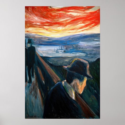 Edvard Munch - Sick Mood op zonsondergang, wanhoop Poster (Voorkant)