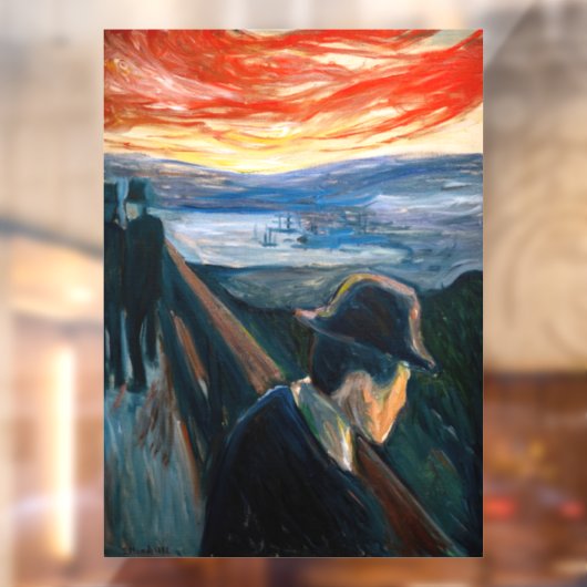 Edvard Munch - Sick Mood op zonsondergang, wanhoop Raamsticker (Vel 2)