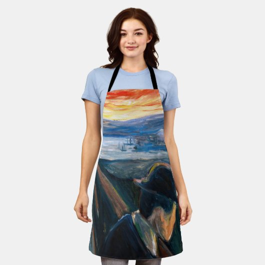 Edvard Munch - Sick Mood op zonsondergang, wanhoop Schort (Gedragen)