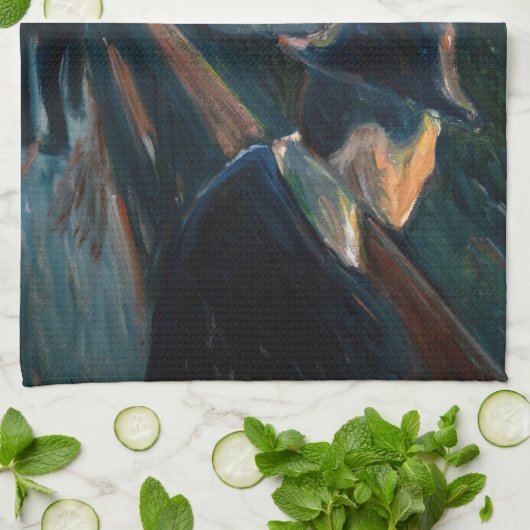 Edvard Munch - Sick Mood op zonsondergang, wanhoop Theedoek (Gevouwen)