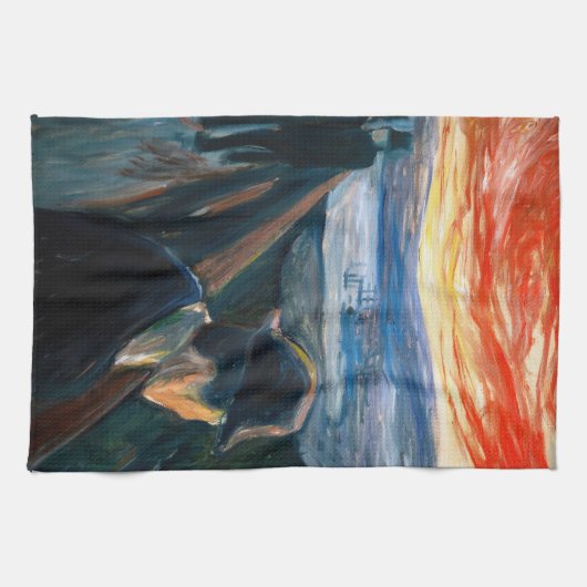 Edvard Munch - Sick Mood op zonsondergang, wanhoop Theedoek (Horizontaal)