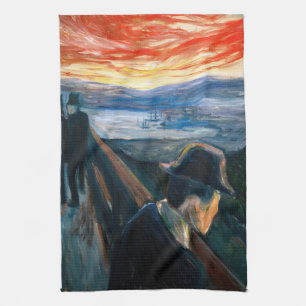 Edvard Munch - Sick Mood op zonsondergang, wanhoop Theedoek