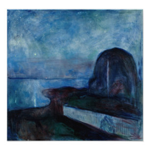 Edvard Munch - Sterrennacht 1893 Foto Afdruk