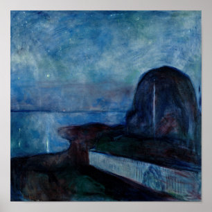 Edvard Munch - Sterrennacht 1893 Poster
